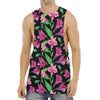 Purple Alstroemeria Pattern Print Men's Muscle Tank Top