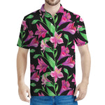 Purple Alstroemeria Pattern Print Men's Polo Shirt