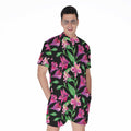 Purple Alstroemeria Pattern Print Men's Romper