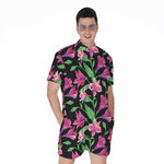 Purple Alstroemeria Pattern Print Men's Rompers