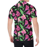 Purple Alstroemeria Pattern Print Men's Shirt