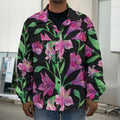 Purple Alstroemeria Pattern Print Men's Shirt Jacket