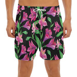 Purple Alstroemeria Pattern Print Men's Split Running Shorts