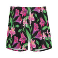 Purple Alstroemeria Pattern Print Men's Athletic Shorts