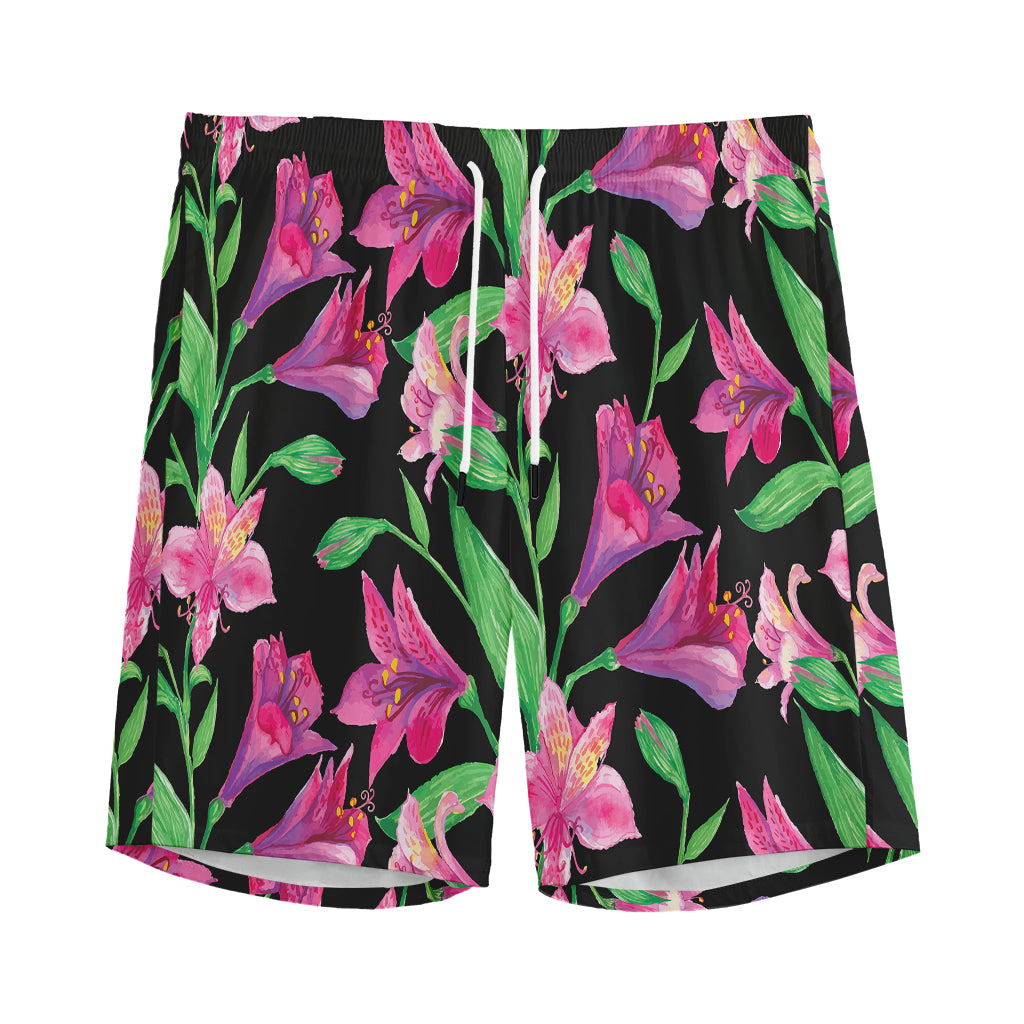 Purple Alstroemeria Pattern Print Men's Sports Shorts