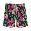 Purple Alstroemeria Pattern Print Men's Sports Shorts