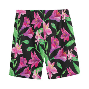 Purple Alstroemeria Pattern Print Men's Sports Shorts