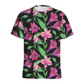 Purple Alstroemeria Pattern Print Men's Athletic T-Shirt