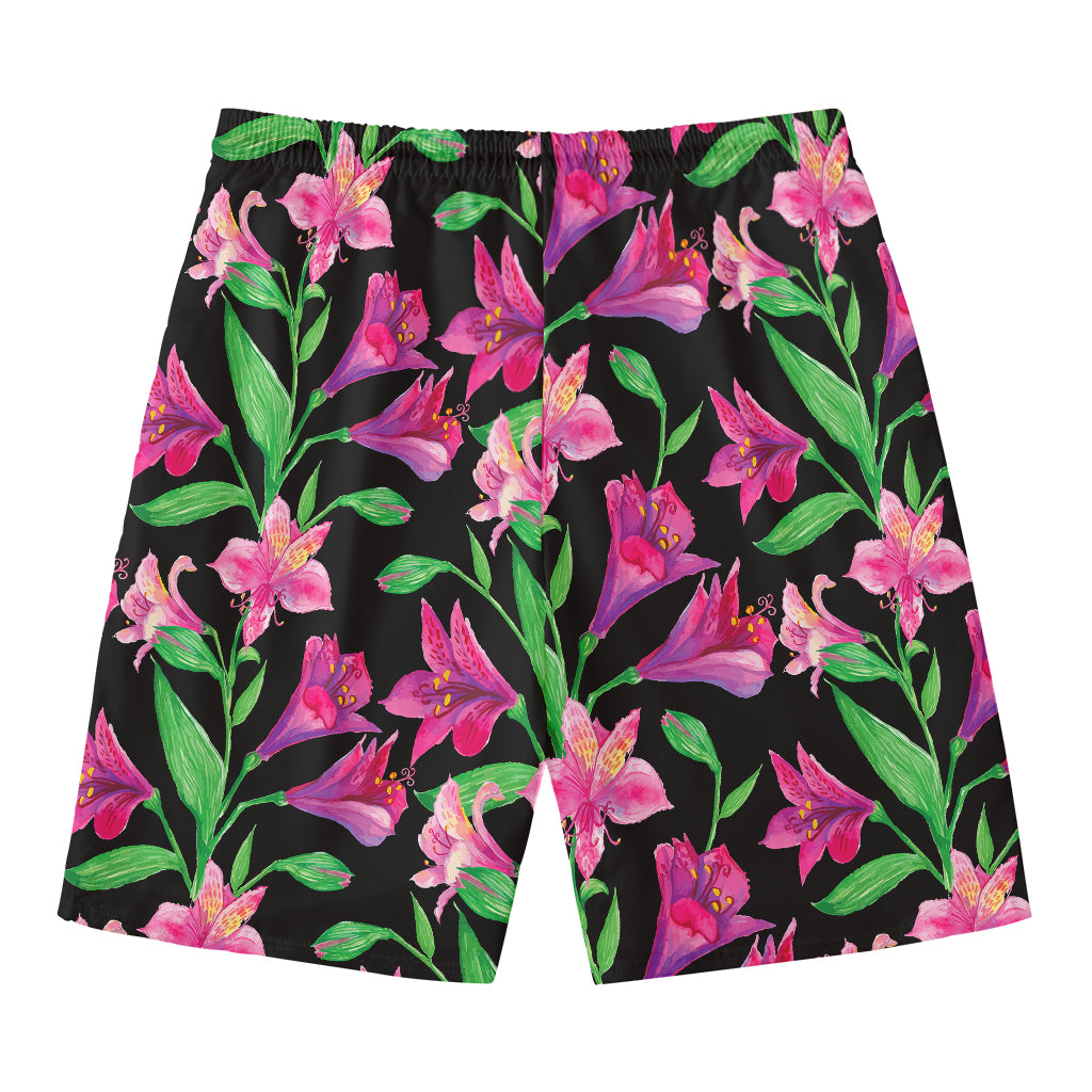 Purple Alstroemeria Pattern Print Men's Swim Trunks