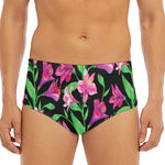 Purple Alstroemeria Pattern Print Men's Triangle Swim Briefs
