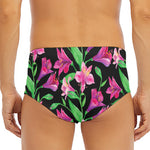 Purple Alstroemeria Pattern Print Men's Triangle Swim Briefs
