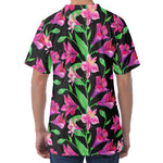 Purple Alstroemeria Pattern Print Men's Velvet T-Shirt