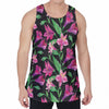 Purple Alstroemeria Pattern Print Men's Velvet Tank Top