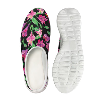 Purple Alstroemeria Pattern Print Mesh Casual Shoes