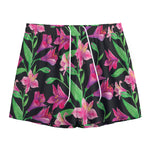 Purple Alstroemeria Pattern Print Mesh Shorts