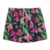 Purple Alstroemeria Pattern Print Mesh Shorts