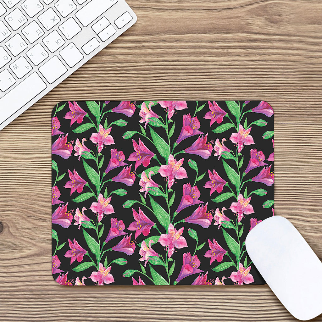 Purple Alstroemeria Pattern Print Mouse Pad