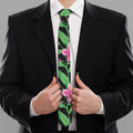 Purple Alstroemeria Pattern Print Necktie
