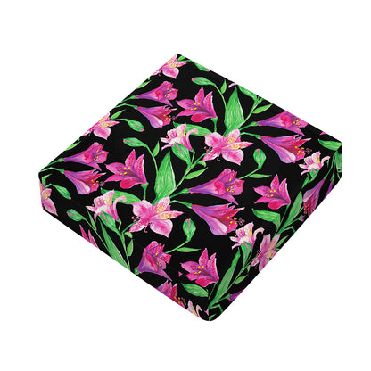 Purple Alstroemeria Pattern Print Outdoor Seat Cushion Cover