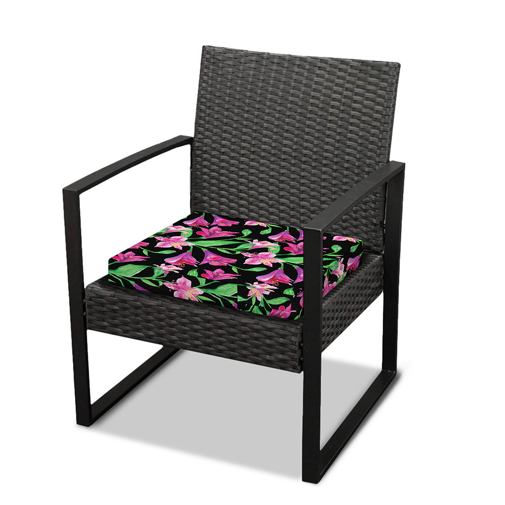 Purple Alstroemeria Pattern Print Outdoor Seat Cushion Cover