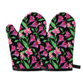 Purple Alstroemeria Pattern Print Oven Mitts