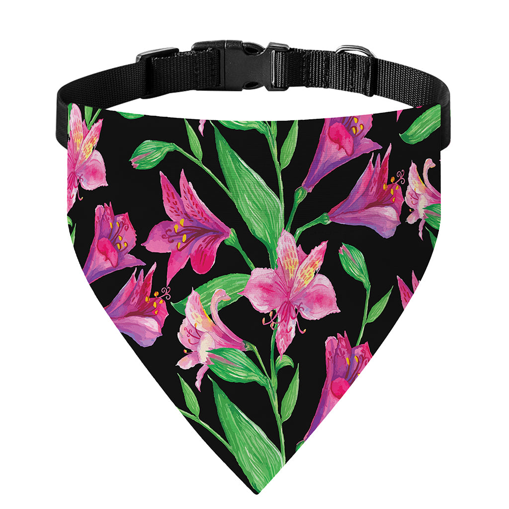Purple Alstroemeria Pattern Print Over The Collar Dog Bandana