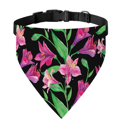 Purple Alstroemeria Pattern Print Over The Collar Dog Bandana