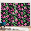 Purple Alstroemeria Pattern Print Pencil Pleat Curtains