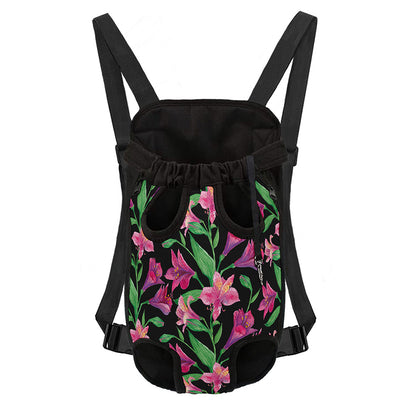 Purple Alstroemeria Pattern Print Pet Carrier Backpack