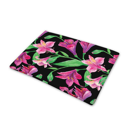 Purple Alstroemeria Pattern Print Pet Cooling Mat Cover