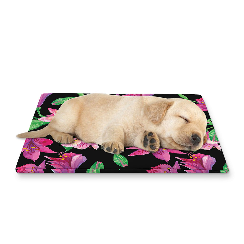 Purple Alstroemeria Pattern Print Pet Cooling Mat Cover