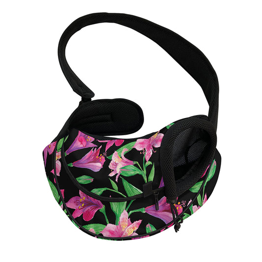 Purple Alstroemeria Pattern Print Pet Sling Carrier