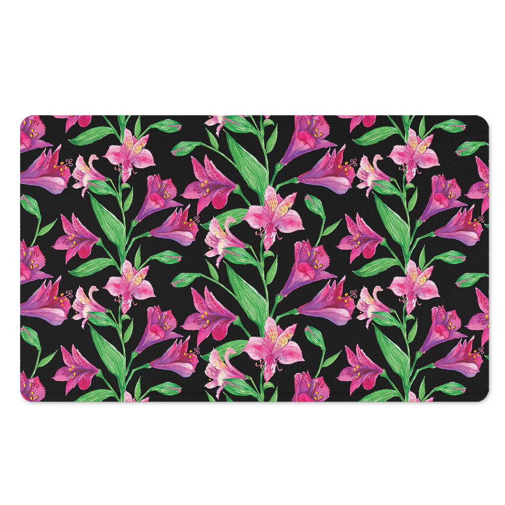 Purple Alstroemeria Pattern Print Polyester Doormat