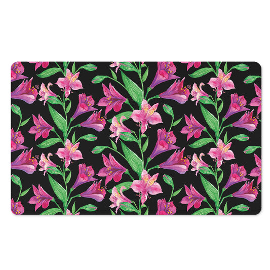 Purple Alstroemeria Pattern Print Polyester Doormat
