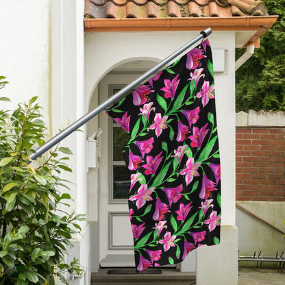 Purple Alstroemeria Pattern Print Polyester Flag