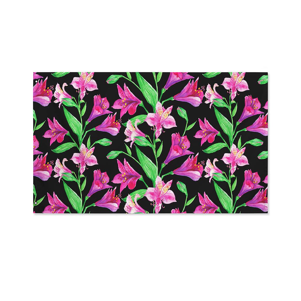 Purple Alstroemeria Pattern Print Polyester Flag