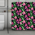 Purple Alstroemeria Pattern Print Polyester Shower Curtain