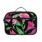 Purple Alstroemeria Pattern Print Portable Lunch Bag