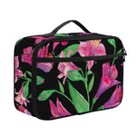 Purple Alstroemeria Pattern Print Portable Lunch Bag