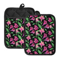 Purple Alstroemeria Pattern Print Pot Holders With Pocket