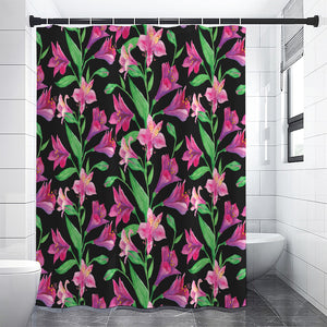 Purple Alstroemeria Pattern Print Premium Shower Curtain