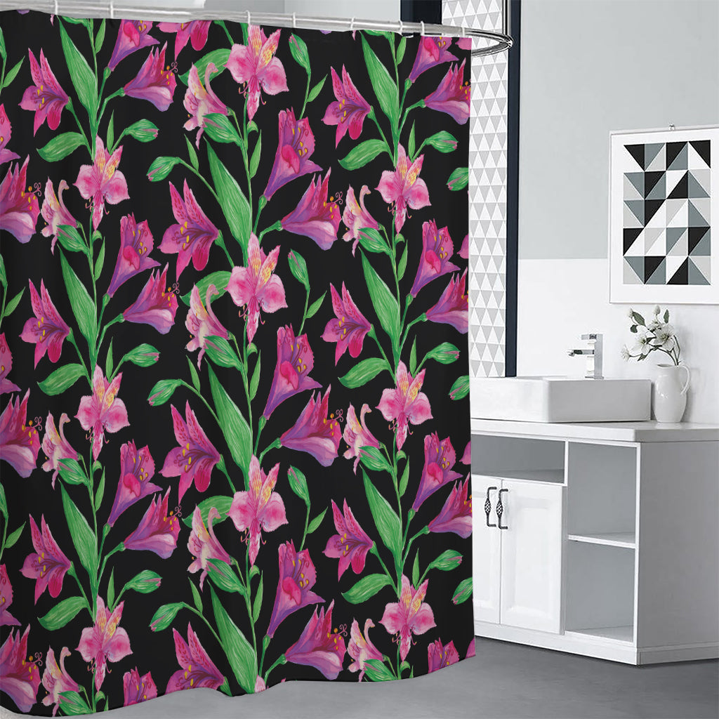 Purple Alstroemeria Pattern Print Premium Shower Curtain