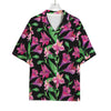 Purple Alstroemeria Pattern Print Rayon Hawaiian Shirt