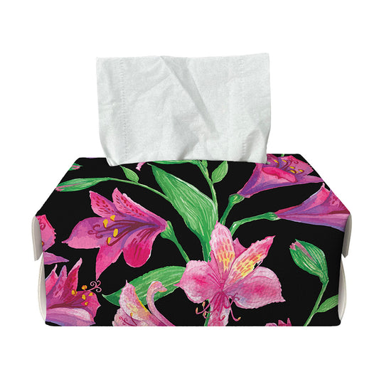 Purple Alstroemeria Pattern Print Rectangle Tissue Box Cover