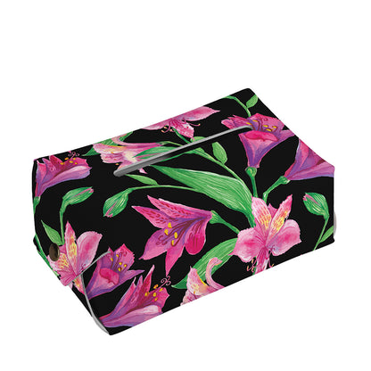 Purple Alstroemeria Pattern Print Rectangle Tissue Box Cover