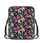 Purple Alstroemeria Pattern Print Rectangular Crossbody Bag