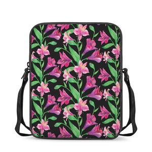 Purple Alstroemeria Pattern Print Rectangular Crossbody Bag