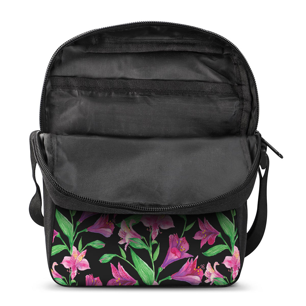 Purple Alstroemeria Pattern Print Rectangular Crossbody Bag