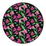 Purple Alstroemeria Pattern Print Round Floor Mat