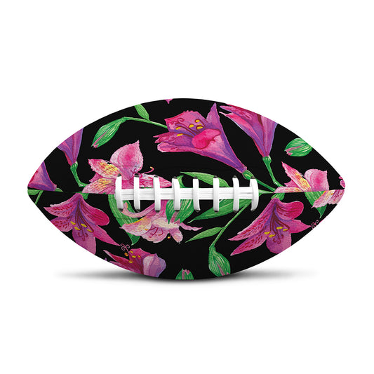Purple Alstroemeria Pattern Print Rugby Ball